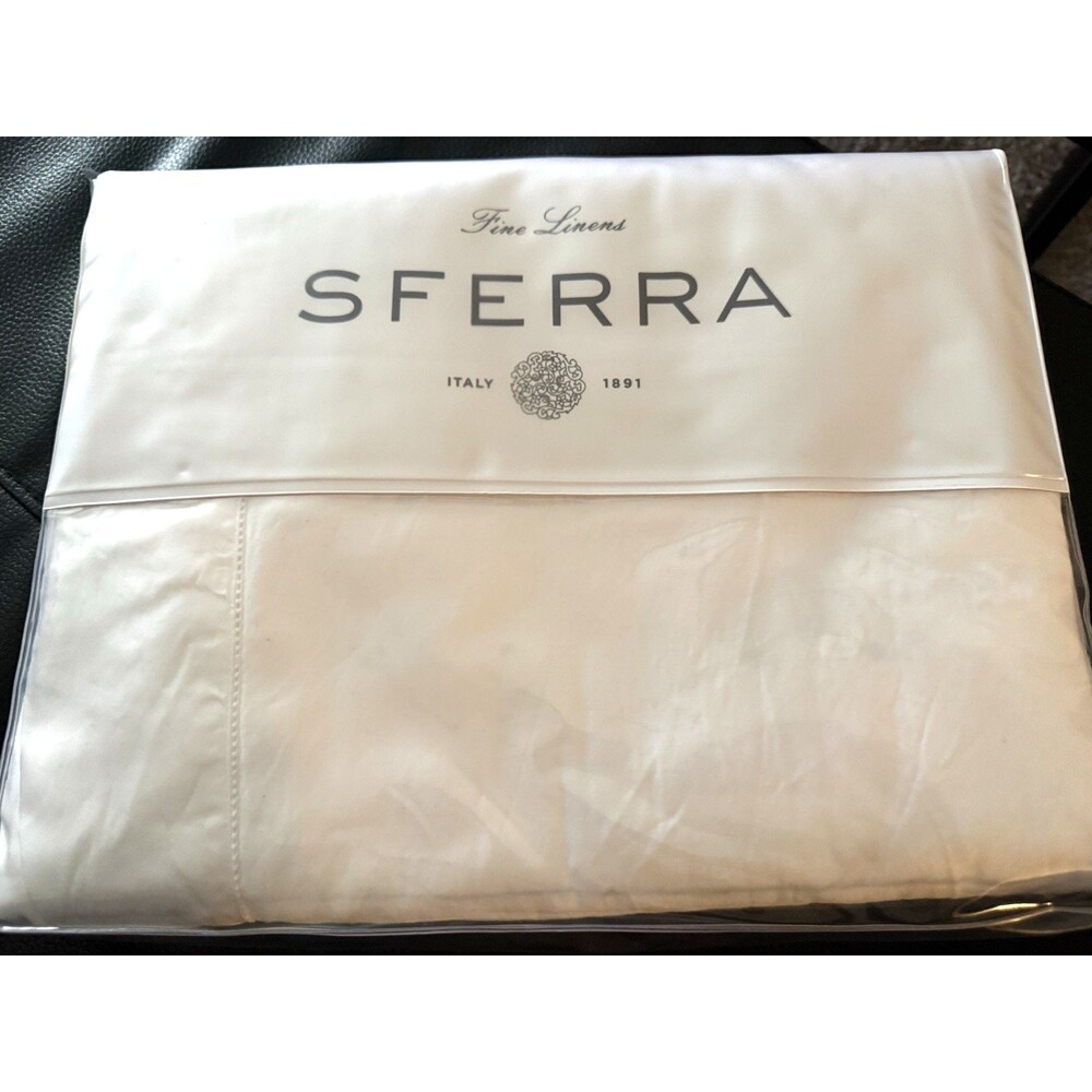 Sferra Fiona Flat Sheet King White Egyptian Cotton Sateen